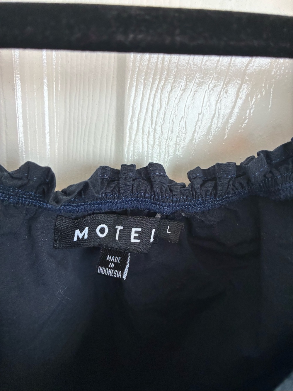 Motel Rocks Navy Ruffle cottage core top - Picture 2 of 3